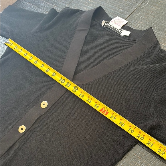 Gretchen Scott Black Cardigan with Gold Statement Buttons 100% Cotton size large - Picture 2 of 7
